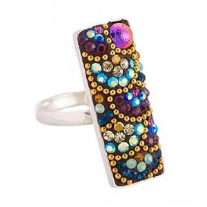 NEW MOSAICO women's rectangle hue adjustable ring in multi